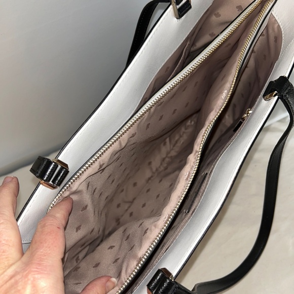 EUC Kate Spade | Large Leather Staci Tote bag | Colorblock Tan & White - Picture 5 of 9